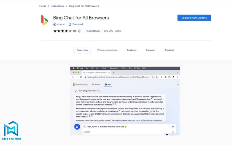 Tiện ích Bing Chat for All Browsers