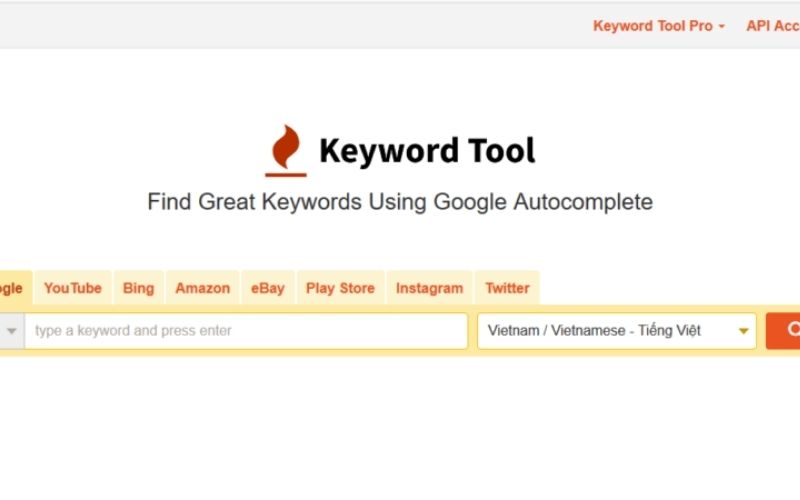 công cụ seo từ khóa keywordtool.io